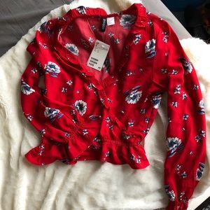 Floral red top